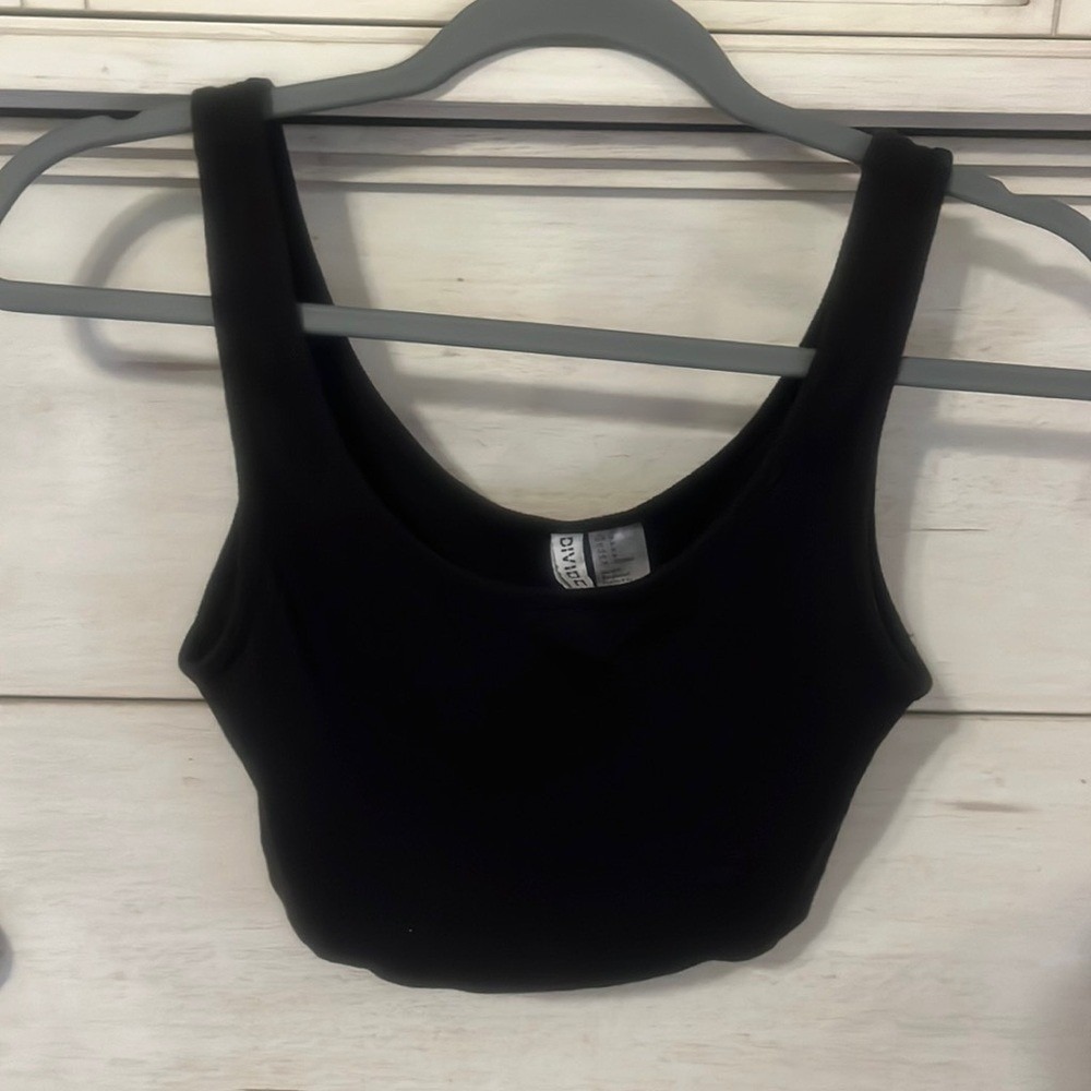 HM Divided Womens Ribbed Scoop Neck Crop Top Tank Black Size M